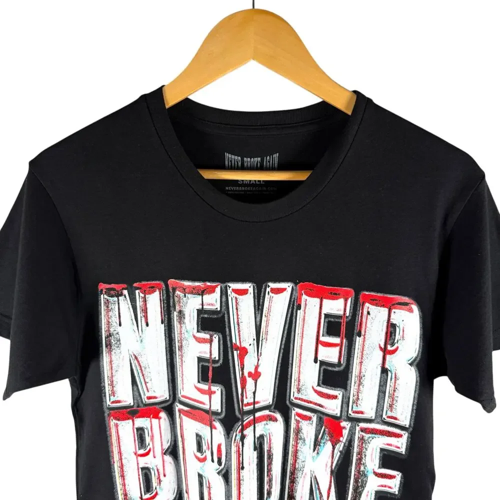 Never Broke Again Blood Dripped Logo T-shirt Mens S - Streetwear Skater HipHop - Picture 4 of 11